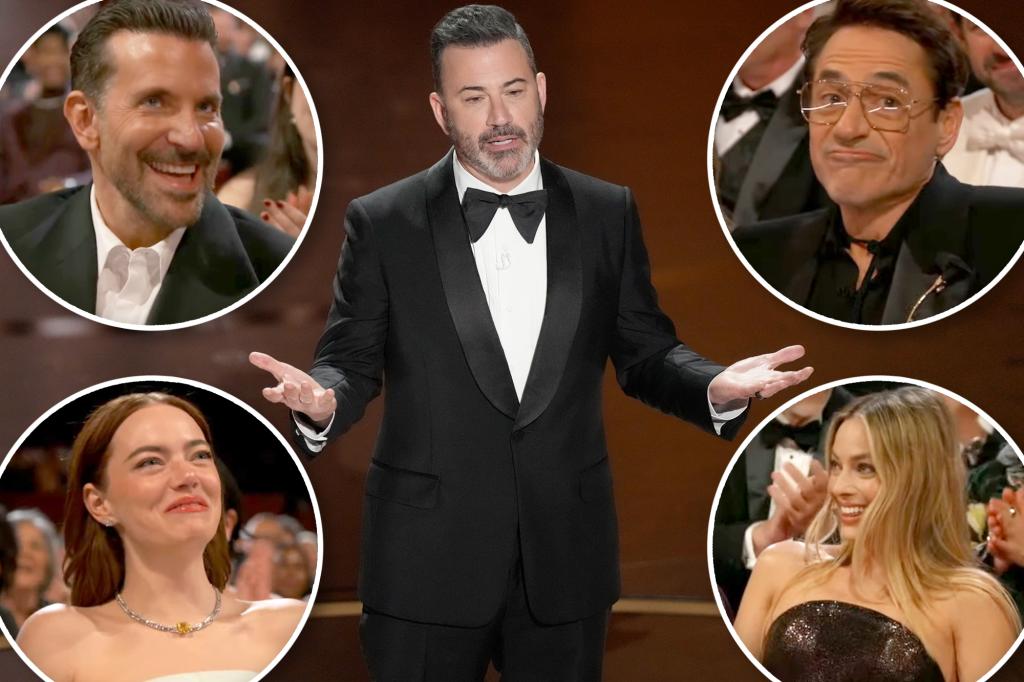 Oscars 2024 live updates Host Jimmy Kimmel kicks it off by hitting on