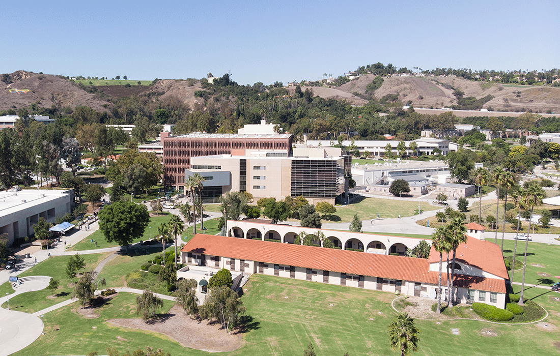 An aerial view of the Cal Poly Pomona campus.