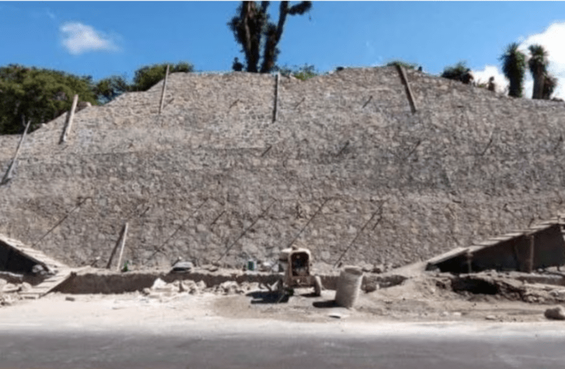 Found during highway construction. Pre-Hispanic pyramid in Mexico.