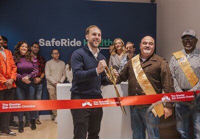 SafeRide Health CEO and Co-Founder Robbins Schrader performs ribbon-cutting ceremony in honor of new San Antonio headquarters.