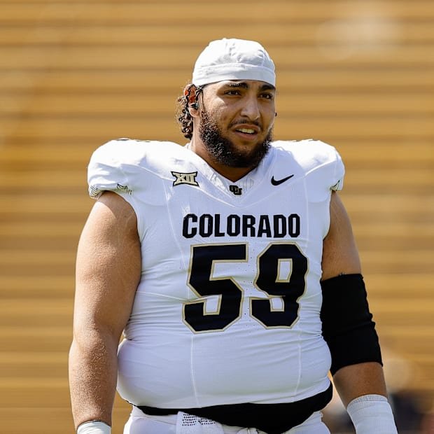Apr 19, 2025; Boulder, CO, USA; Colorado Buffaloes offensive guard Yahya Attia (59) during the spring game at Folsom Field. M